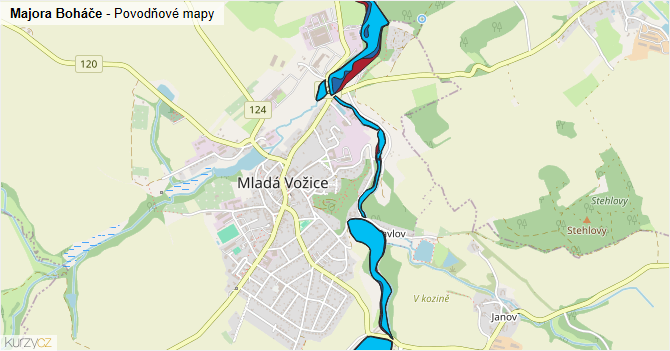 Majora Boháče - záplavové mapy stoleté vody