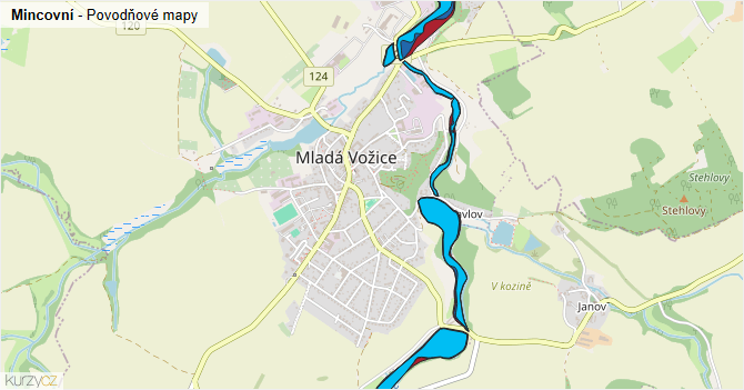 Mincovní - záplavové mapy stoleté vody