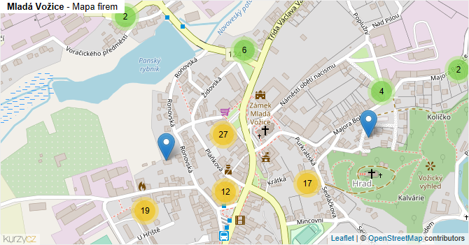 Mladá Vožice - mapa firem