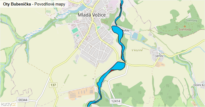 Oty Bubeníčka - záplavové mapy stoleté vody