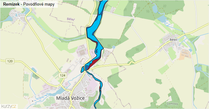 Remízek - záplavové mapy stoleté vody