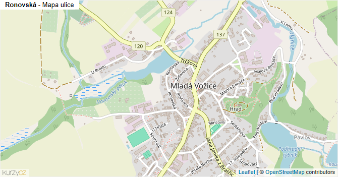 Ronovská - mapa ulice