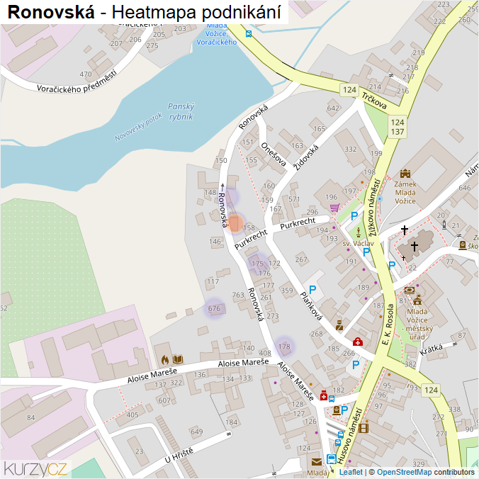 Mapa Ronovská - Firmy v ulici.