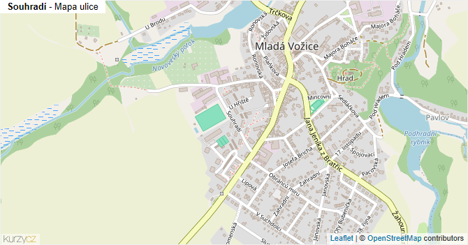 Souhradí - mapa ulice