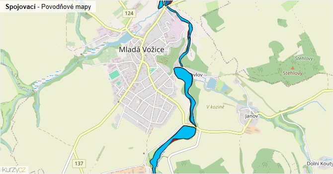 Spojovací - záplavové mapy stoleté vody