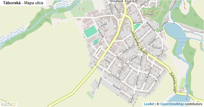Táborská - mapa ulice