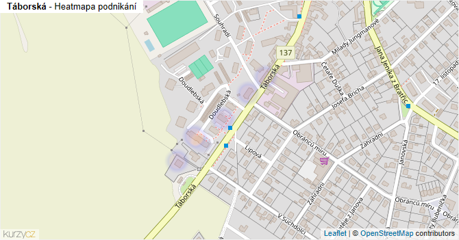 Táborská - mapa podnikání