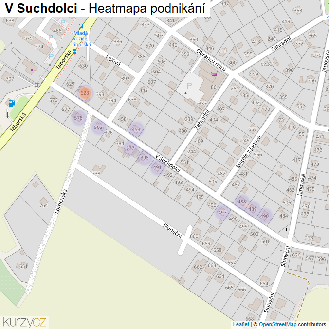 Mapa V Suchdolci - Firmy v ulici.