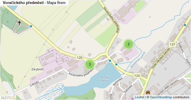 Voračického předměstí - mapa firem