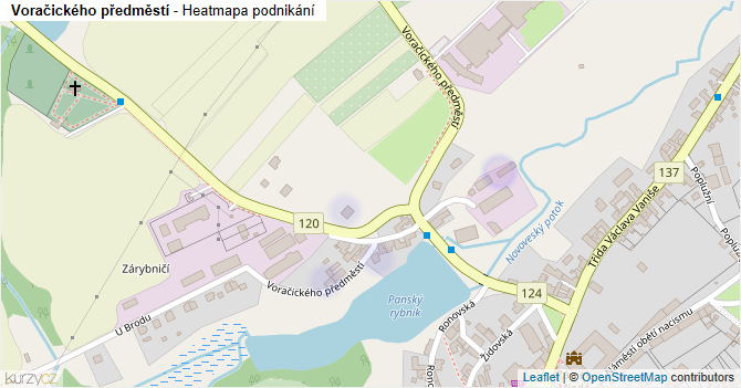 Voračického předměstí - mapa podnikání