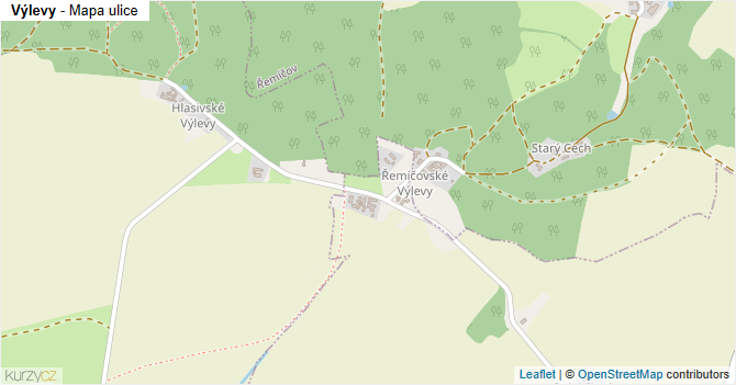 Výlevy - mapa ulice
