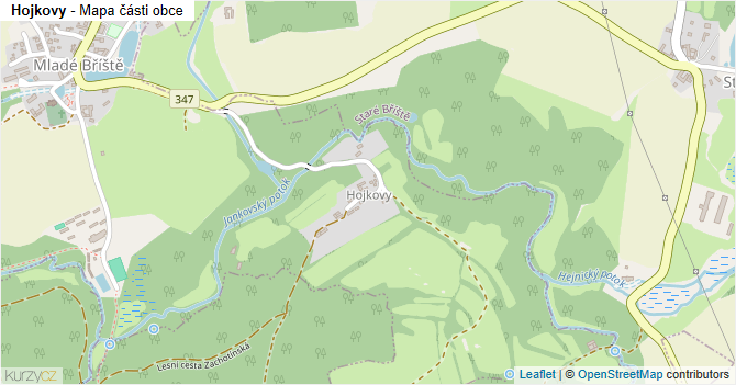 Hojkovy - mapa části obce