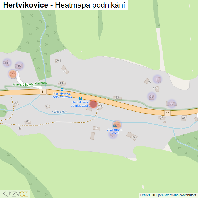 Mapa Hertvíkovice - Firmy v části obce.