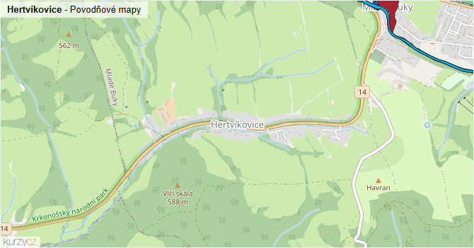 Hertvíkovice - záplavové mapy stoleté vody