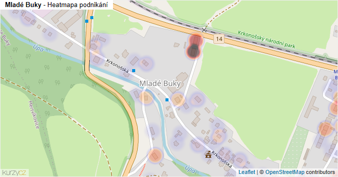 Mladé Buky - mapa podnikání