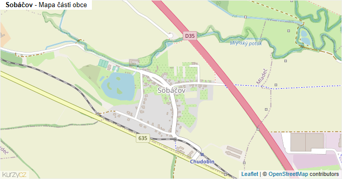 Sobáčov - mapa části obce