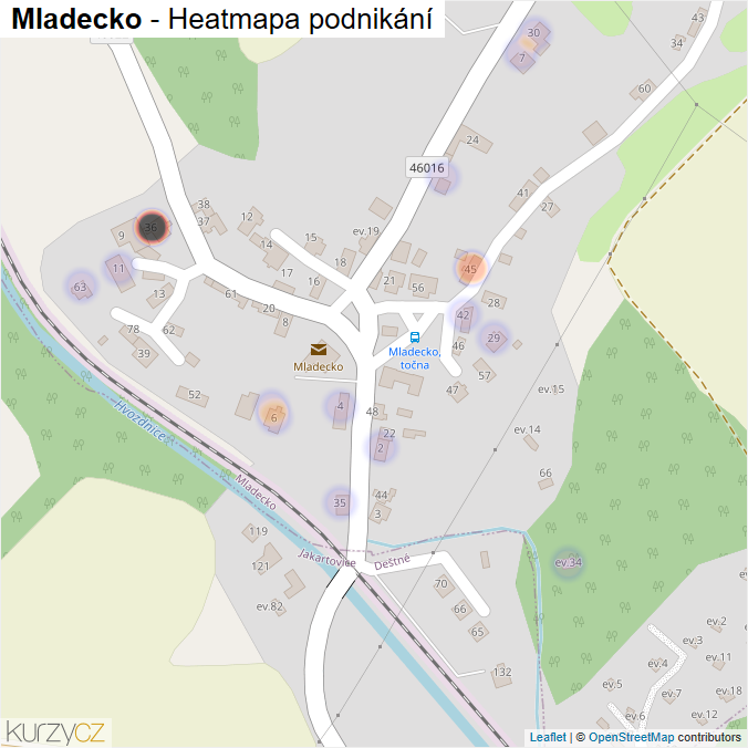 Mapa Mladecko - Firmy v části obce.