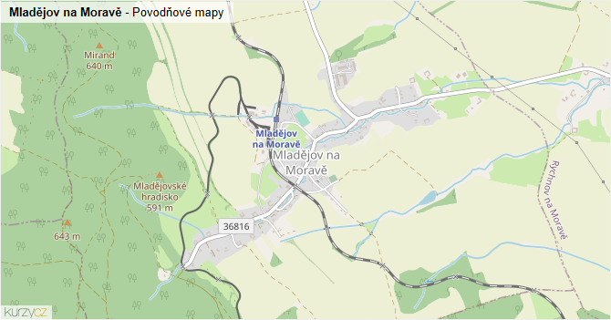 Mladějov na Moravě - záplavové mapy stoleté vody