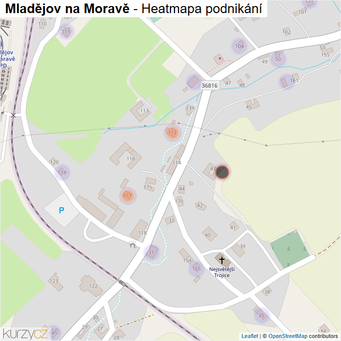 Mapa Mladějov na Moravě - Firmy v části obce.