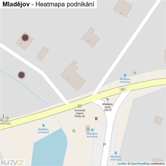 Mapa Mladějov - Firmy v obci.