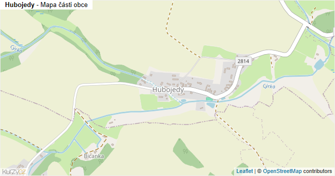 Hubojedy - mapa části obce