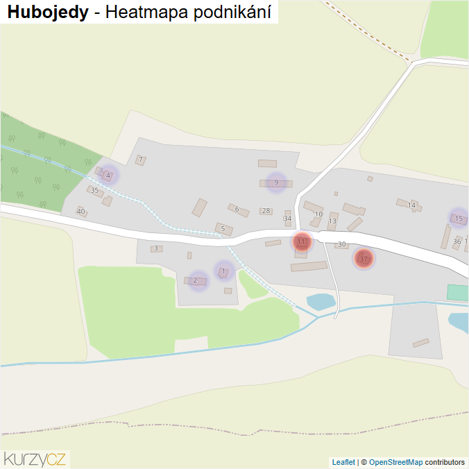 Mapa Hubojedy - Firmy v části obce.