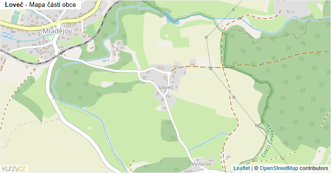 Loveč - mapa části obce
