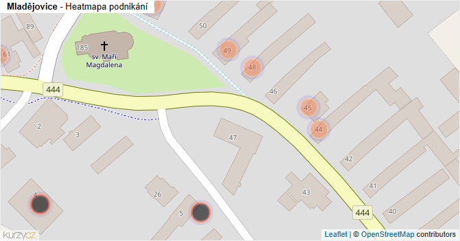 Mladějovice - mapa podnikání