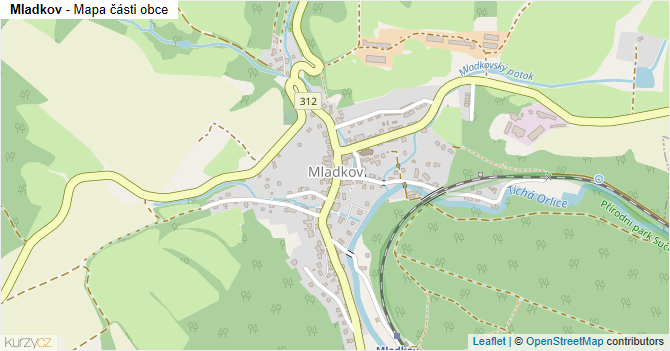 Mladkov - mapa části obce