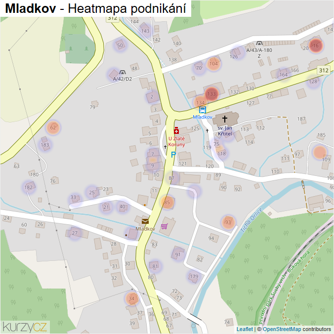 Mapa Mladkov - Firmy v části obce.