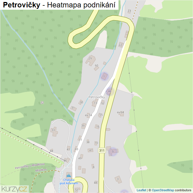 Mapa Petrovičky - Firmy v části obce.