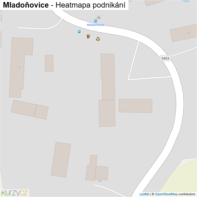Mapa Mladoňovice - Firmy v obci.