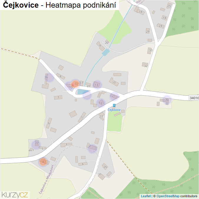 Mapa Čejkovice - Firmy v části obce.