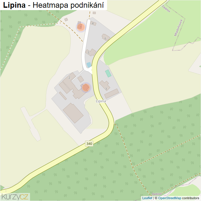Mapa Lipina - Firmy v části obce.