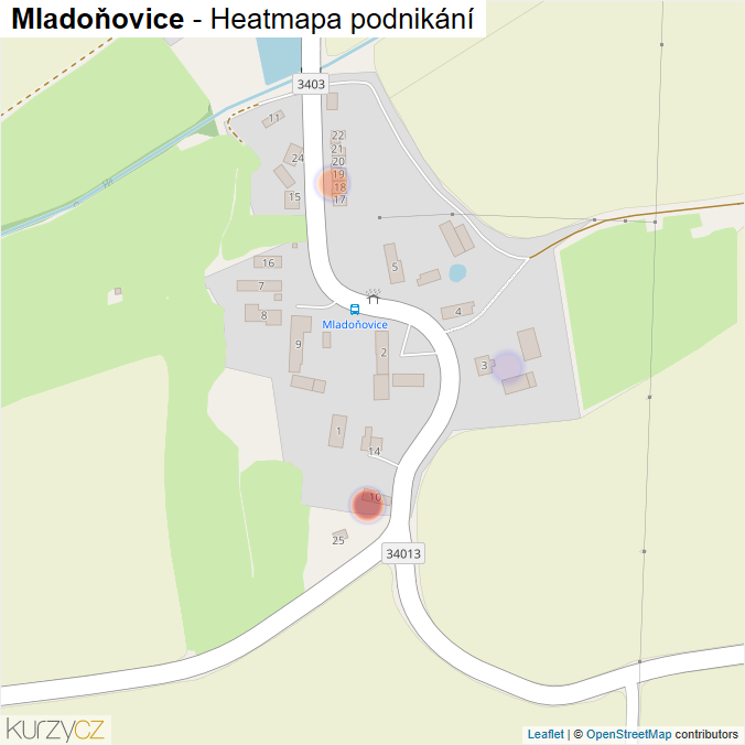 Mapa Mladoňovice - Firmy v části obce.