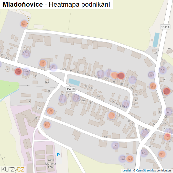 Mapa Mladoňovice - Firmy v části obce.