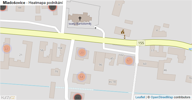 Mladošovice - mapa podnikání