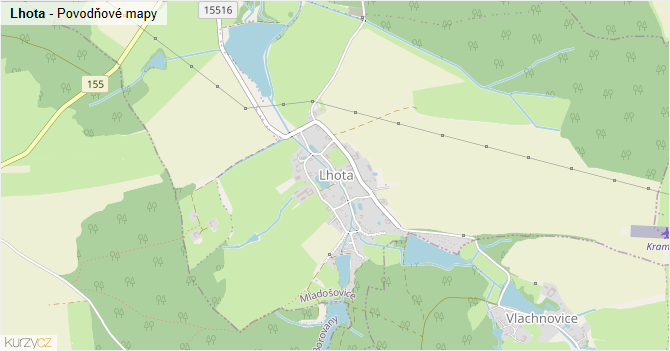 Lhota - záplavové mapy stoleté vody