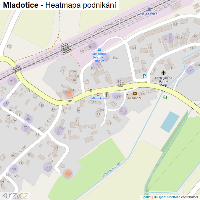 Mapa Mladotice - Firmy v části obce.