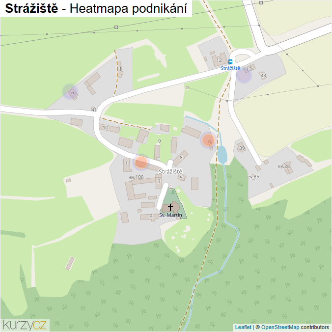 Mapa Strážiště - Firmy v části obce.