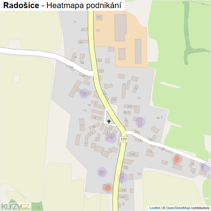 Mapa Radošice - Firmy v části obce.