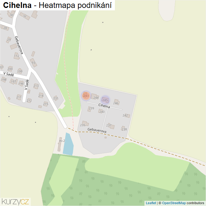 Mapa Cihelna - Firmy v ulici.
