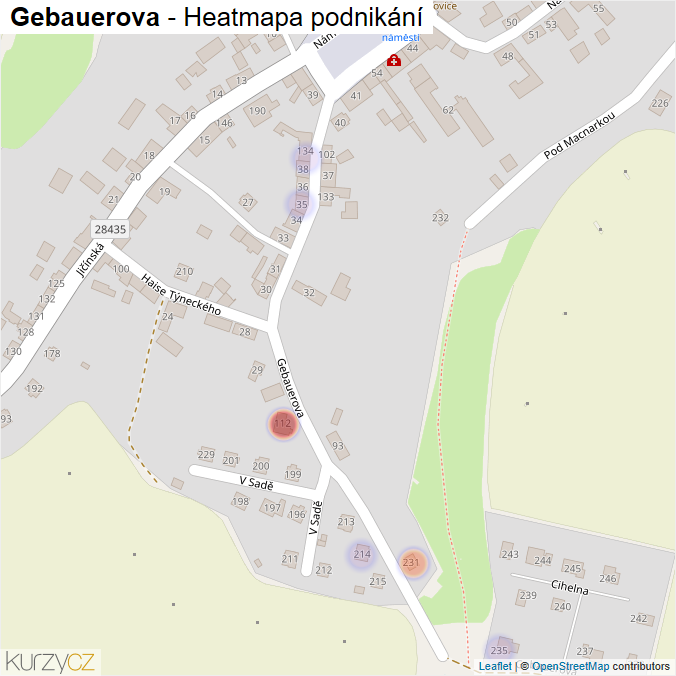 Mapa Gebauerova - Firmy v ulici.