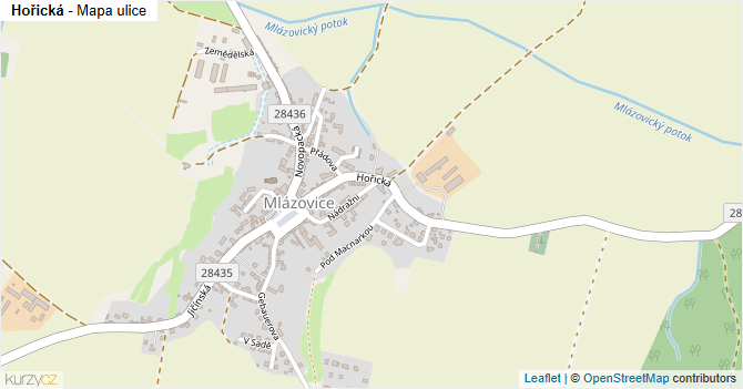Hořická - mapa ulice
