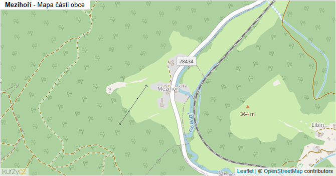 Mezihoří - mapa části obce