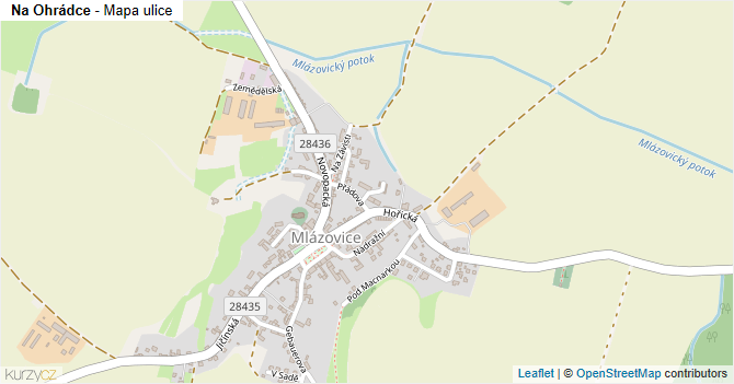 Na Ohrádce - mapa ulice