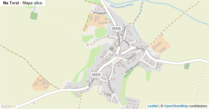 Na Tvrzi - mapa ulice
