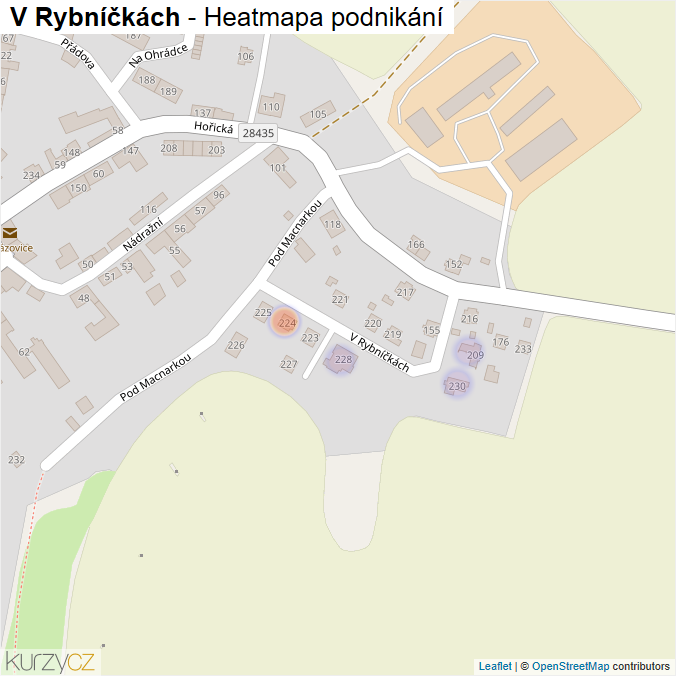 Mapa V Rybníčkách - Firmy v ulici.