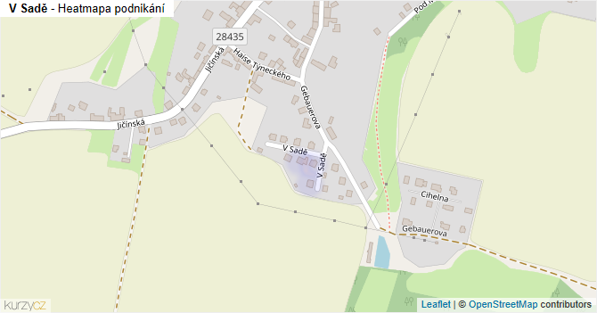 V Sadě - mapa podnikání