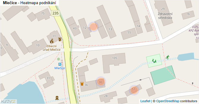 Mlečice - mapa podnikání